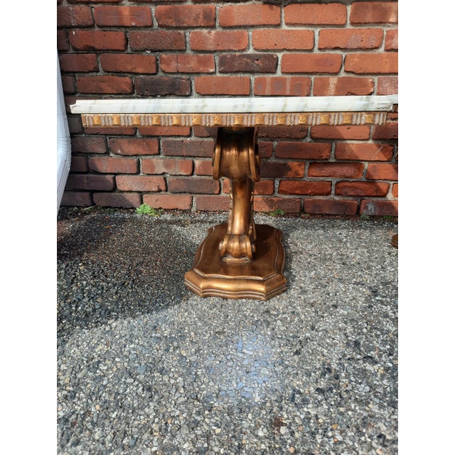 Wood Mid 20th Century Italian Marble Top Side Tables - Set of 2 For Sale - Image 7 of 13