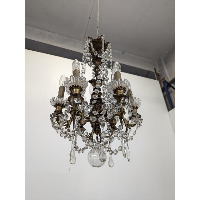 19th Century Crystal and Bronze Chandelier For Sale - Image 4 of 12