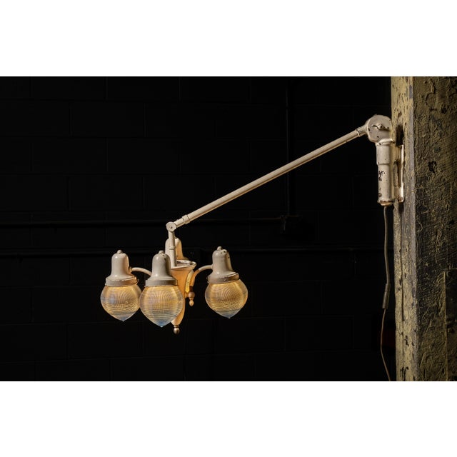 American Antique Harry J. Bosworth Dental Lamp With Holophane Shades For Sale - Image 3 of 11