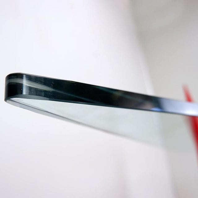 Glass and Wood Console Table in the style of Marcello Pisani For Sale - Image 9 of 16