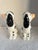 English Pair of 1990s Staffordshire Style Dog Statues Mantle Figurines Gold Chain Black White For Sale - Image 3 of 11