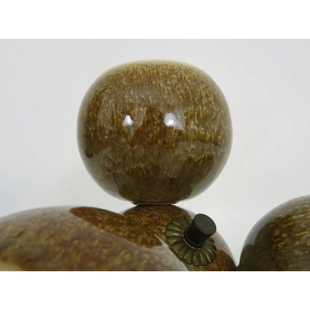 Ceramic Vintage Italian Chandelier with Three Ball Lights in Glazed Sandstone from Stilnovo, 1960s For Sale - Image 7 of 10