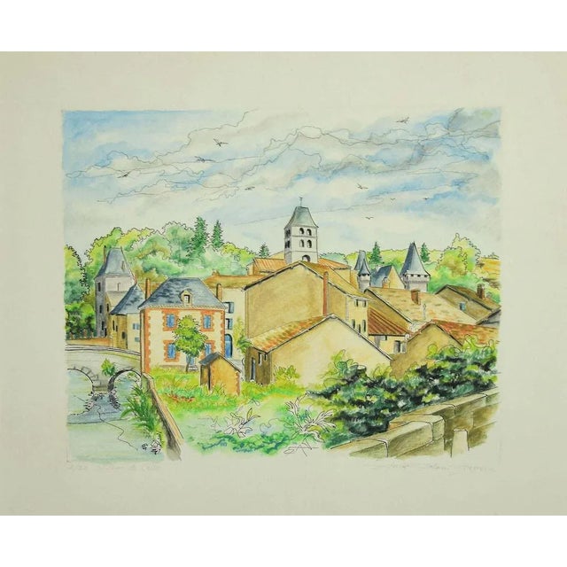 French Landscape is an original modern artwork realized by Andre Roland Brudieux in 1970s. Original etching on paper....