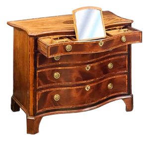 George III Serpentine Chest of Drawers of Mahogany and Satinwood