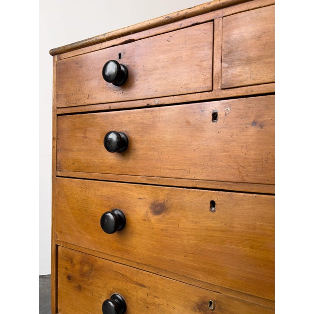 Mid 19th Century Antique English Pine Rustic Chest of Drawers With Black Knobs For Sale - Image 5 of 11