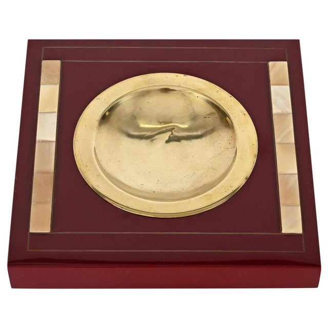 Mid-Century Burgundy Lacquer and Brass Vide-Poche from Dior, Italy, 1970s For Sale - Image 15 of 15