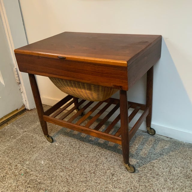 Danish Modern Sewing Stand-Cabinet in Exotic Multi-Grained Rosewood by E.Johansson for Vitre’ circa 1960