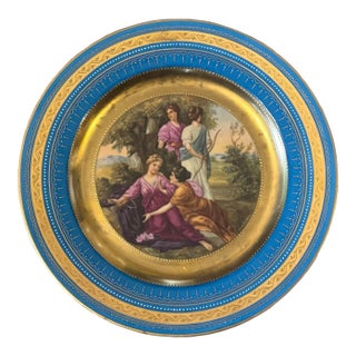 Antique Victorian Royal Vienna Porcelain Gilt Decorated Scenic Plate Calisto For Sale