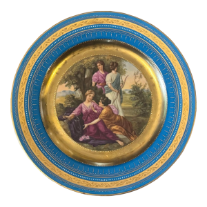 Antique Victorian Royal Vienna Porcelain Gilt Decorated Scenic Plate Calisto