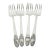 1937 First Love Set of 4 Vintage Silver Individual Salad Forks Slot Tine, Rogers, Four Plated Matching, Small Dessert Fork For Sale