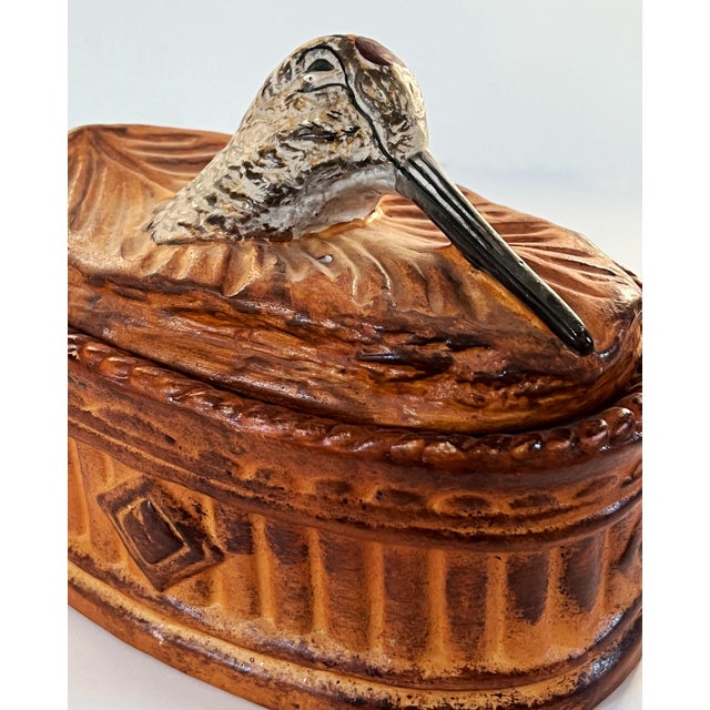 Ceramic Antique French Pillivuyt Trompe l'Oeil Woodcock Pate Glazed Porcelain Tureen C1900 For Sale - Image 7 of 10