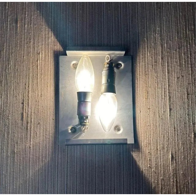 Transparent 1970s Albano Poli Modernist Clear Stacked Glass Poliarte Linea Wall Sconces For Sale - Image 8 of 10