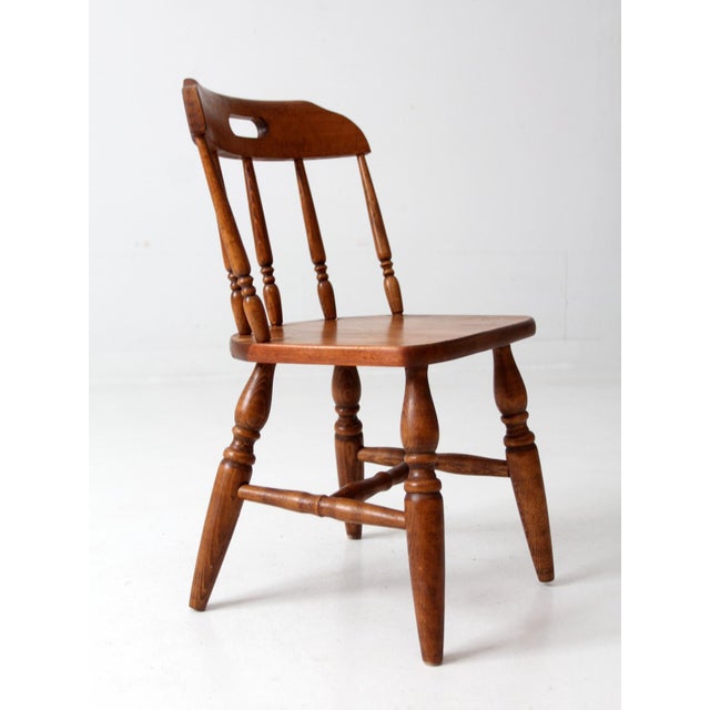 Mid-Century Early American Style Children's Wood Chair For Sale - Image 6 of 11