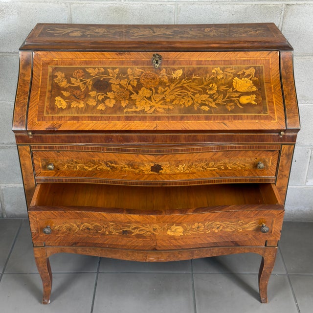Antique Italian Inlaid Wooden Chest of Drawers For Sale - Image 5 of 11