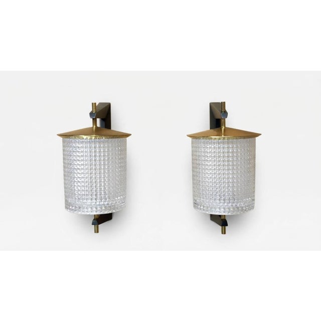 Vintage Wall Sconces by Carl Fagerlund for Orrefors, 1960, Set of 2 For Sale - Image 3 of 6