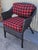 Folk Art Black Wicker Chair W/ Buck Plaid Seat Cushions For Sale - Image 3 of 13