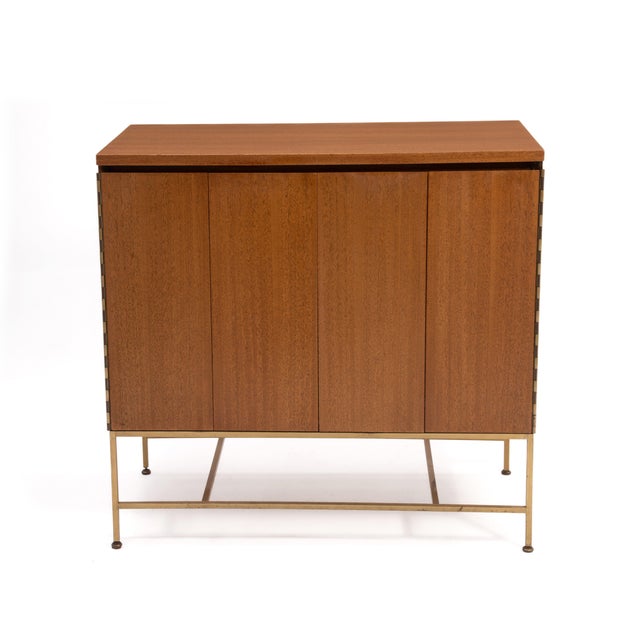 Paul McCobb Calvin Irwin Collection Bi-Fold Door 4 Drawer Dresser Credenza Chest Mahogany Brass For Sale - Image 11 of 18