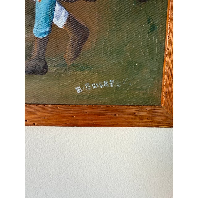 Large 1980s Vintage Haitian Folk Art Oil Painting by Edgar Brierre For Sale - Image 11 of 12