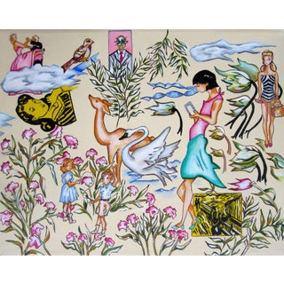 Just Another Sunday by Louis Recchia | Oil on canvas collage of figures and nature elements For Sale