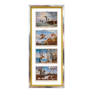 Vintage David A. Maass Wilderness Wings Wildlife Foil-Etch Prints, Framed Set of 4 For Sale