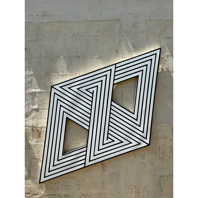 Wood Vintage Boho Geometric Abstract on Canvas For Sale - Image 7 of 7