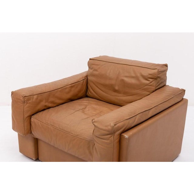 Italian Cognac Leather Club Armchairs, Set of 2 For Sale - Image 5 of 11