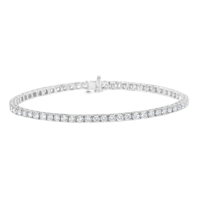 IGI Certified 5.0 Cttw Cut Diamond 14K White Gold Classic 7��� Tennis Bracelet (H-I Color, I1-I2 Clarity) For Sale