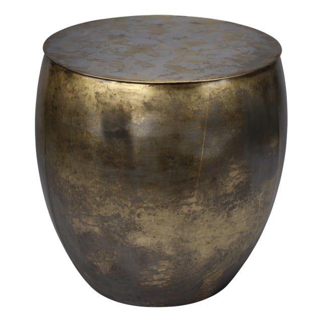 Jamie Young Ares Iron Side Table, Antique Brass For Sale
