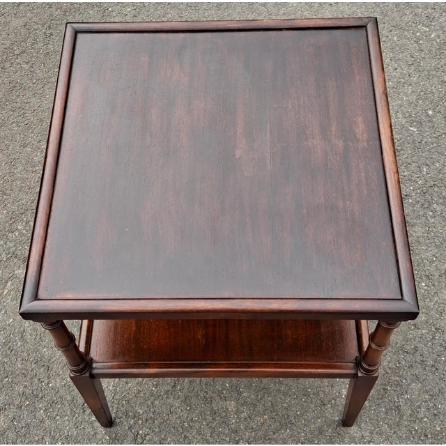 Early 20th Century Faux Bamboo Stained Mahogany Tiered Side Table For Sale - Image 4 of 7