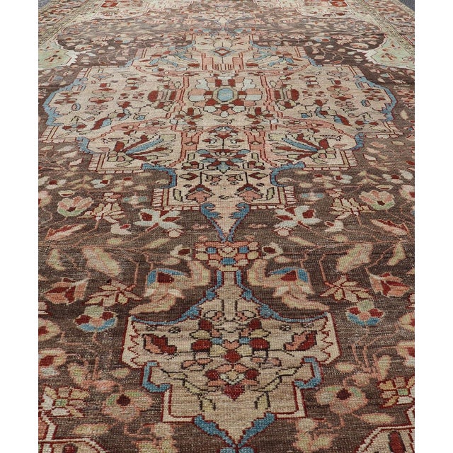 Antique Persian Malayer Gallery Rug With Large Floral Medallion With Soft Colors For Sale - Image 4 of 14
