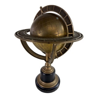 Mid-Century Vintage Solid Brass Armillary Globe For Sale