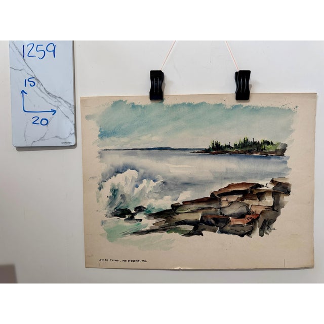 Paper Henry Emil Salloch Original Watercolor on Paper Otter Point, Mt Desert, Me. 1952. For Sale - Image 7 of 7
