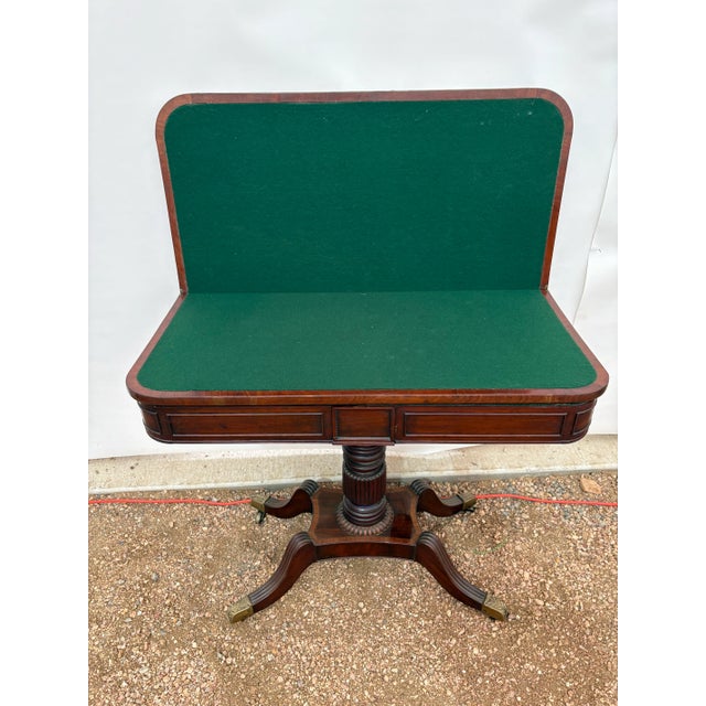 English Regency Flip Top Console and Game Table With Brass Casters For Sale - Image 9 of 11