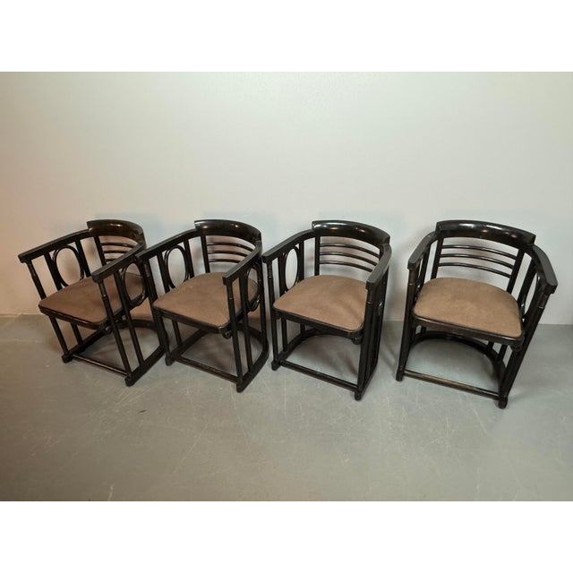 Mid-Century Fledermaus Bauhaus Armchairs by Josef Hoffmann for Thonet, Austria, 1920s, Set of 4, in Very Good conditions....