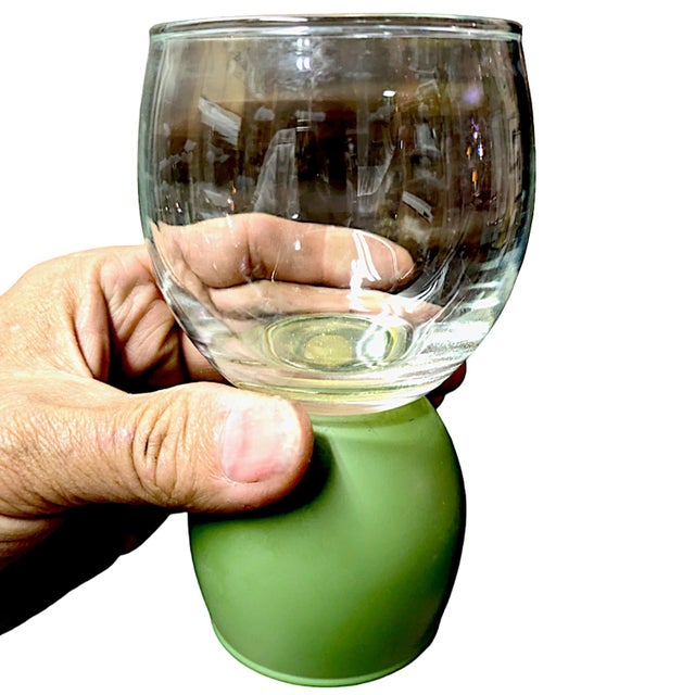 Novel Jeanette Co Ring-A-Ding 9 Ounce Olive Green Bell Glasses For Sale - Image 4 of 5