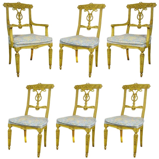 1950s Vintage French Regency Louis Xvi Style Carved Dining Room