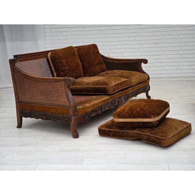 Danish 3-Seater Sofa in Velour and Ash, 1930s For Sale - Image 10 of 18