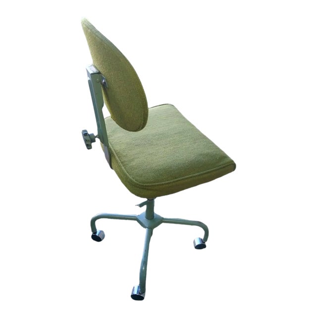 1970s Avocado Dept of Education MCM Industrial Rolling Chair For Sale