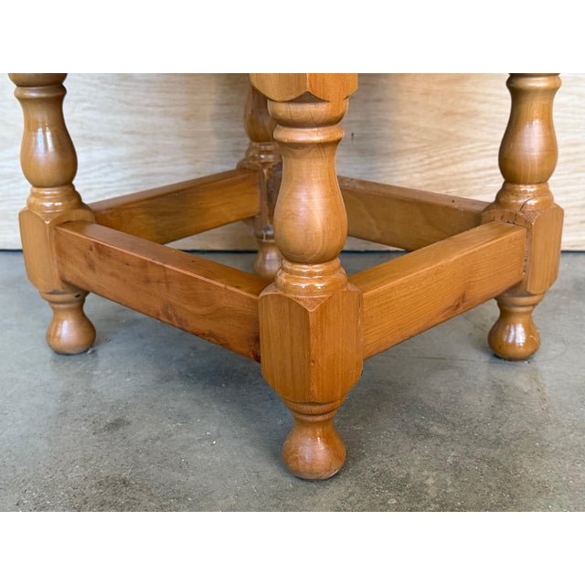 Mid 20th Century Pair of Spanish Honey Tone Narrow Nightstands with two drawers For Sale - Image 14 of 18