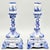 Mid 20th Century Vintage Delft Style Floral Candlesticks, a Pair For Sale - Image 5 of 7