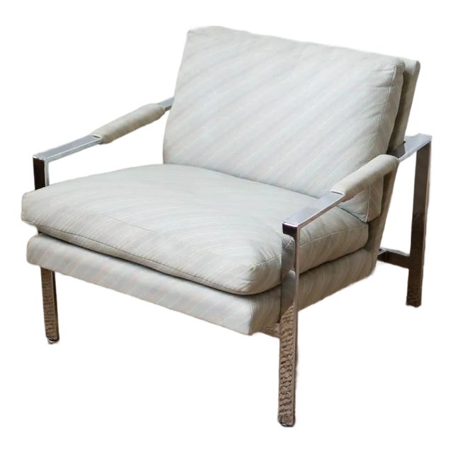 Post Modern Milo Baughman for Thayer Coggin Flat Bar Arm Chair For Sale