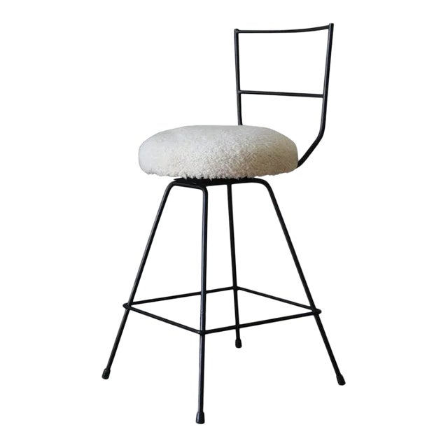 Shearling 'Tabouret' Swiveling Counter Stool by Understated Design For Sale