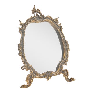 Mid-century Italian Vanity Dressing Table With Mirror in Bronze For Sale