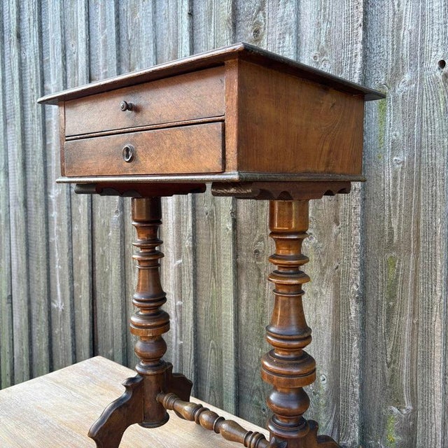 Antique Gründerzeit Sewing Table in Walnut For Sale - Image 9 of 15