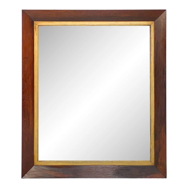 Large English Rectangular Mirror With Mahogany and Gilt Frame (H 41 1/4 X W 35) For Sale