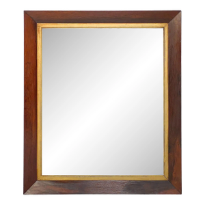 Large English Rectangular Mirror With Mahogany and Gilt Frame (H 41 1/4 X W 35)