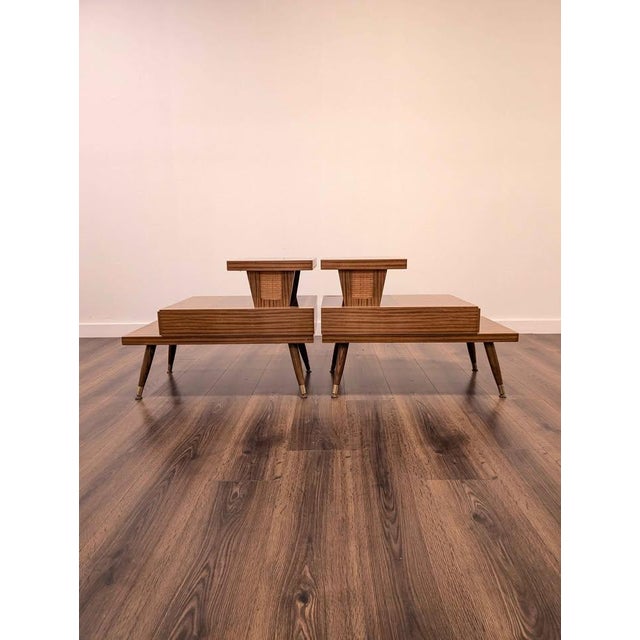 Paper MCM Pair of 3 Tiered Laminate End Tables For Sale - Image 7 of 7
