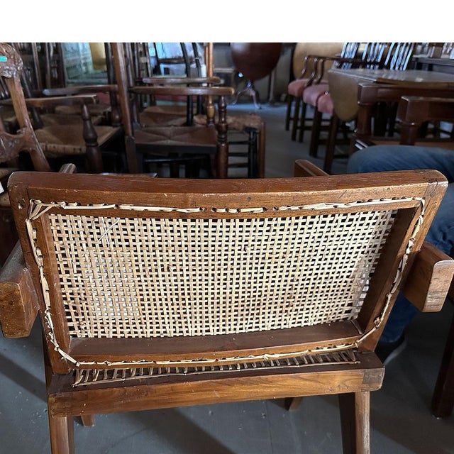 1950s Vintage Pierre Jeanneret Teak Conference Chair For Sale - Image 9 of 11