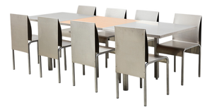 Vintage Belgian Dining Set in Aluminum and Steel, 1990s, Set of 9