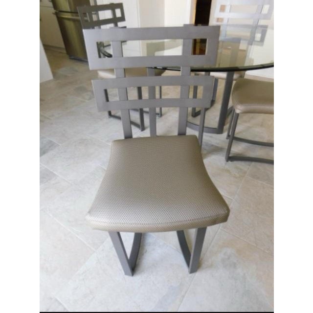 1990s Johnston Casuals “Journey” Dining Set – Modern Glass + Metal – Made in Usa, Set of 5 For Sale In Greenville, SC - Image 6 of 7